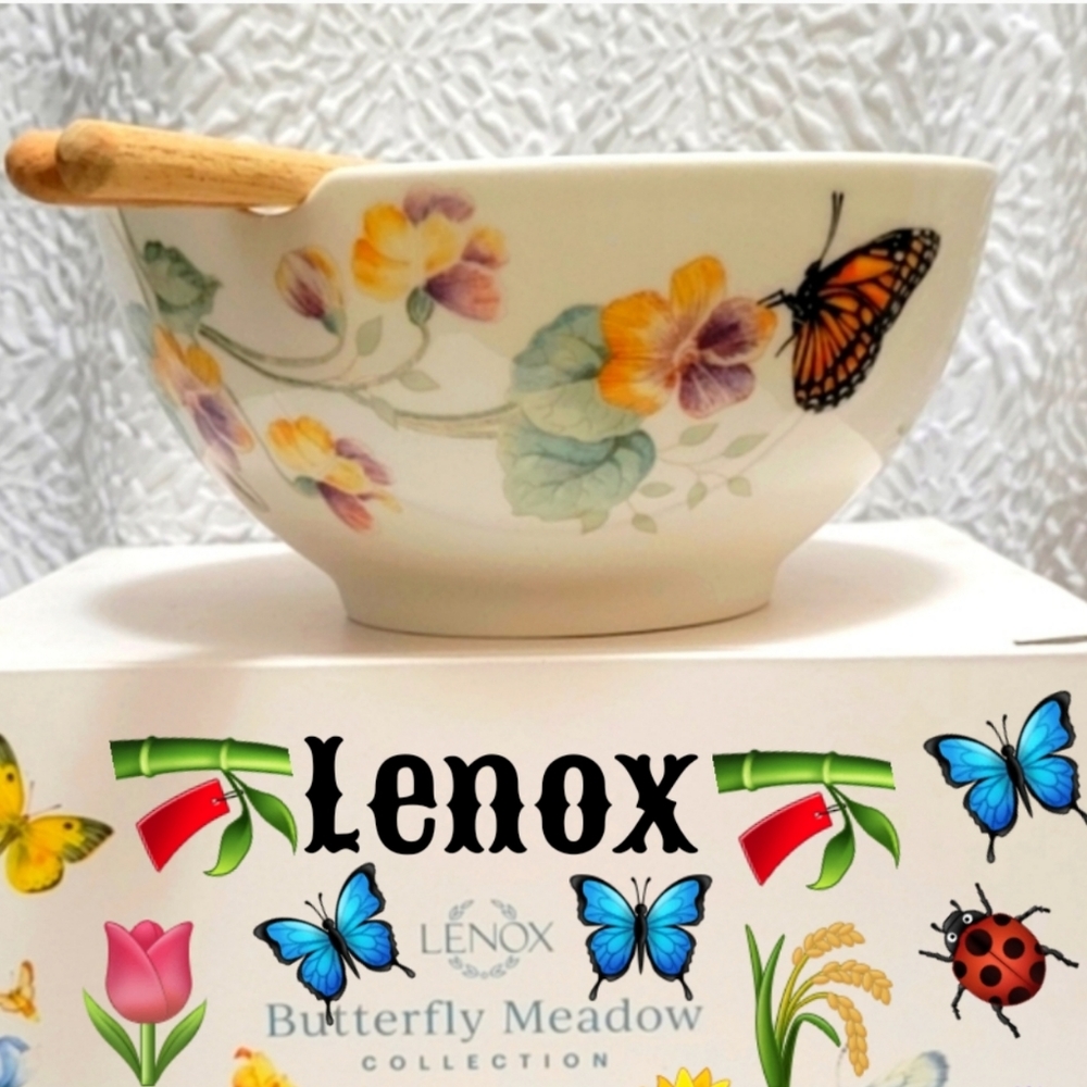 🪭Lenox Porcelain Ramen🍜  Bowl w/Chopsticks